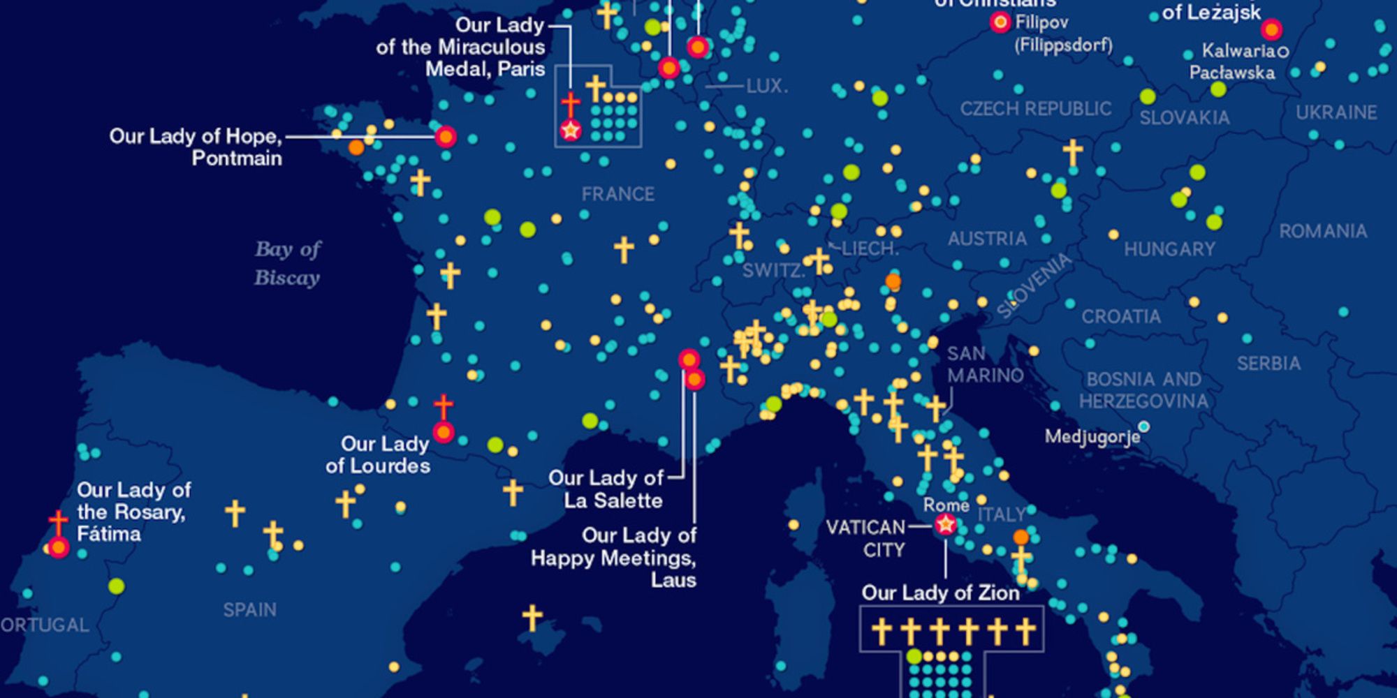 Map of European Marian Apparitions